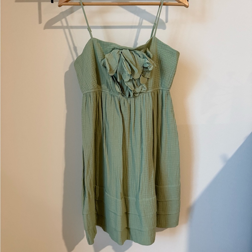 Green Sun Dress with Floral Detail
